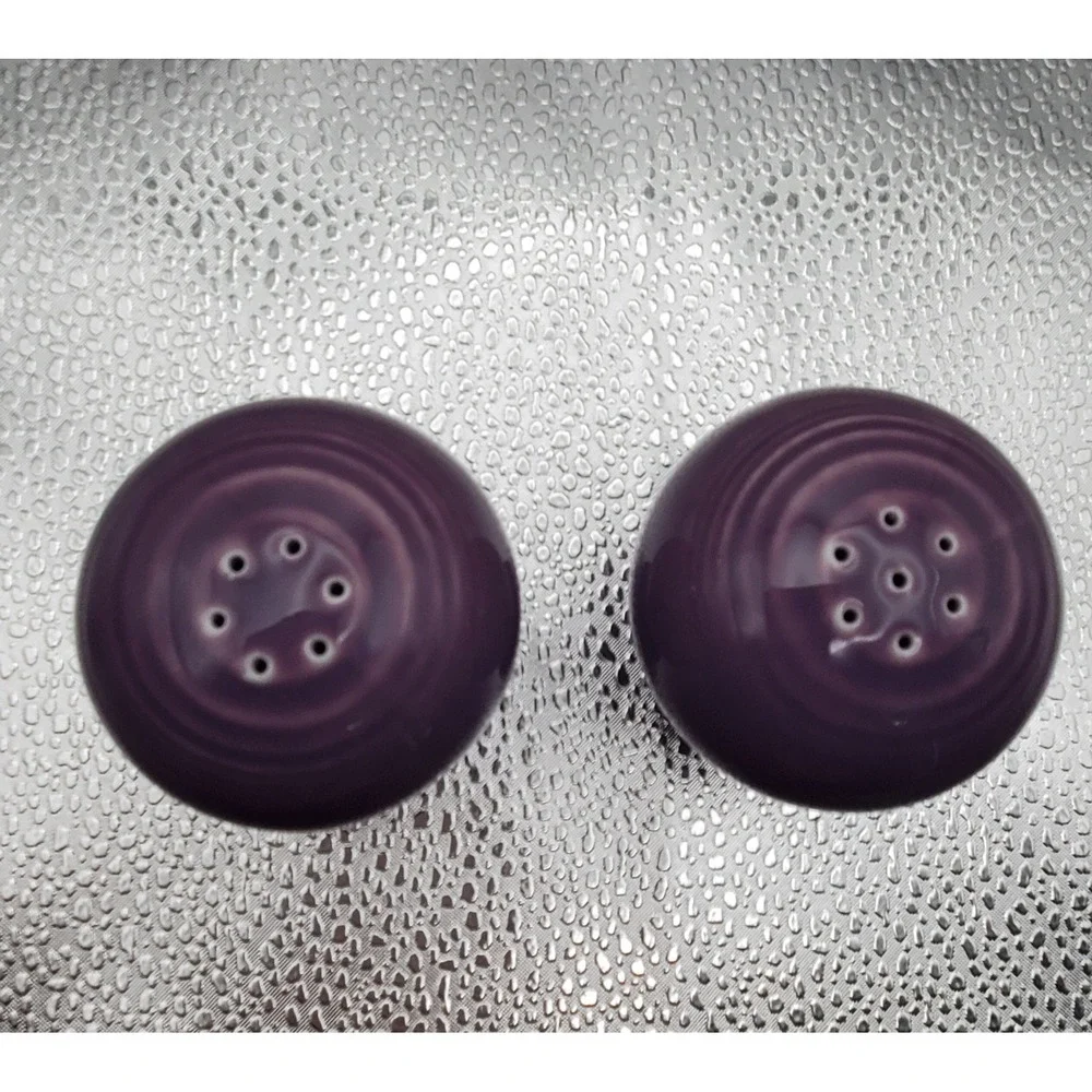 Fiesta Plum Salt and Pepper Shakers Set Homer Laughlin Purple Ceramic Sphere